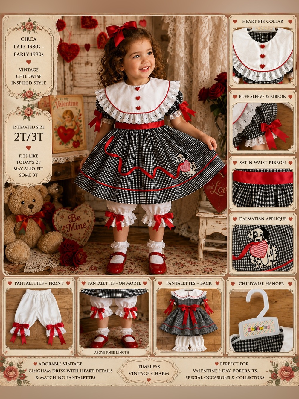 Vintage Girls Gingham Dress w/ Matching Pantalettes
Estimated 2T/3T • Late 1980